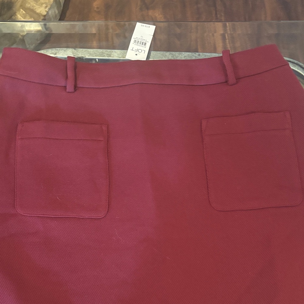 LOFT Burgundy Mini Skirt - Picture 2 of 3